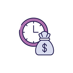Time Is Money icon design with white background stock illustration