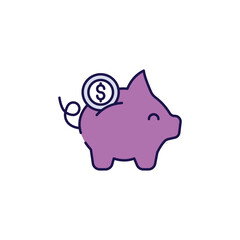 Piggy Bank icon design with white background stock illustration