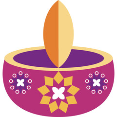 Vibrant pink  Deepavali candle flat illustration