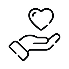 Well crafted outline icon showing hands giving love