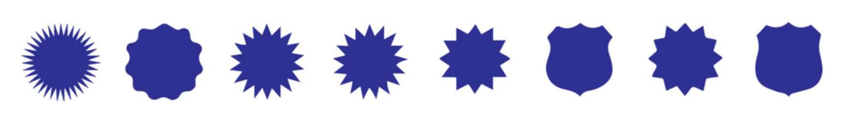 set of  Color Vector Badge Shapes Featuring Starburst and Sunburst Styles, Vibrant Decorative Label Set, Editable Formats: AI, EPS, JPG, PNG, Ideal for Both Digital and Print Use
