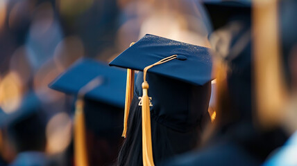 graduation at the university, headdress with tassel, graduates of the academy
