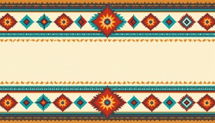 horizontal border design featuring native american inspired patterns in flat style