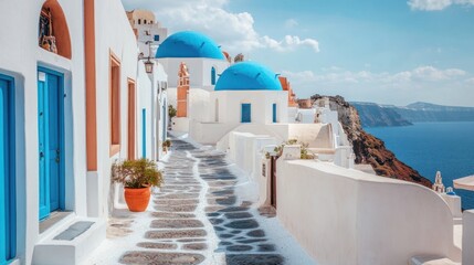 Obraz premium Picturesque Santorini alleyway