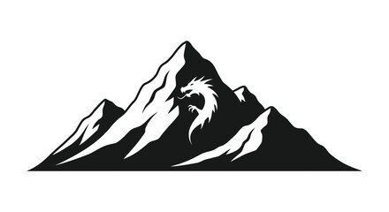 Mountain Silhouette with Dragon Design

