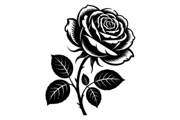 Elegant Rose Outline flower silhouette