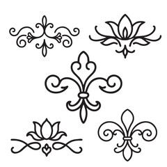 Vintage Ornamental Divider and Floral Scroll Elements Vector Set