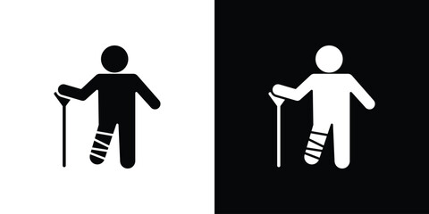 Man with broken leg icon, vector flat icon. Flat illustration.