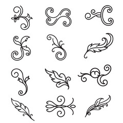 Vintage Ornamental Divider and Floral Scroll Elements Vector Set
