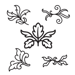 Vintage Ornamental Divider and Floral Scroll Elements Vector Set