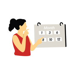 Woman Planning with Monthly Calendar