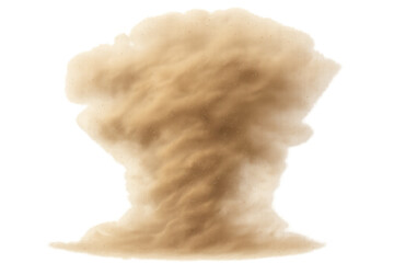Powerful rotating sandstorm forming a dust devil, isolated on transparent background, ideal for visual effects and motion graphics
