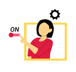 Woman Toggling Settings Switch On
