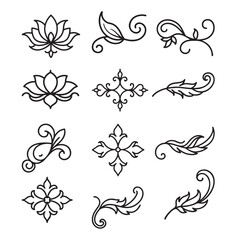 Vintage Ornamental Divider and Floral Scroll Elements Vector Set