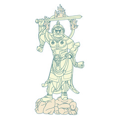 仏像 四天王 持国天 Four Heavenly Kings Jikokuten - Dhṛtarāṣṭra