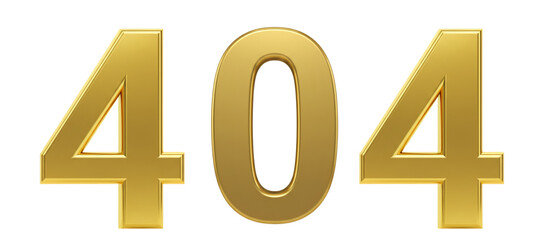 Golden 3D 404 error numbers symbolizing page not found