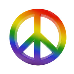 Rainbow peace symbol isolated on transparent background