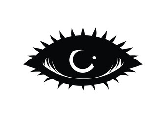 Eye silhouette black vector white background