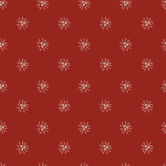 Red Floral Star Seamless Pattern