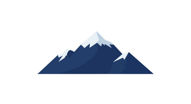 Stylized Snowcapped Mountain Peak Vector Illustration