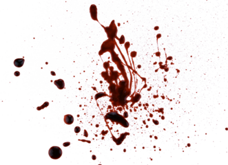 Splashes and drops Blood isolated on a transparent background. Full depth of field. PNG.