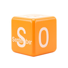 Orange cube with the letter s and the number 0 isolated on transparent background