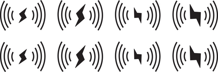 Wireless charging icon set, simple icons connection,Wireless Charging Vector,  network disconnection, wireless charging glyph icons design,
