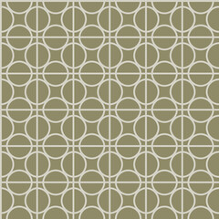 Olive Geometric Circle Grid Pattern