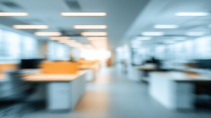 Blurred Office Background with Modern Workspace Ambiance for Corporate Presentation, Advertising Campaign, or Digital Signage Use