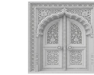 Ornate carved door design architectural element decorative entrance detailed facade