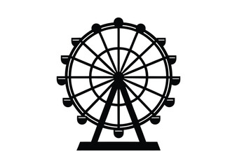 Ferris wheel silhouette black vector white background