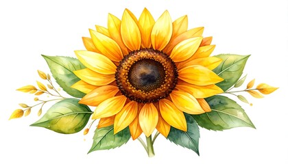 Fototapeta premium Watercolor sunflower bouquet