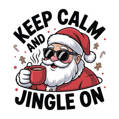 Cool Santa with Coffee and Christmas Decorations Santa Claus
