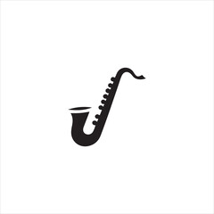 Black silhouette of a saxophone on a white background musical instrument music