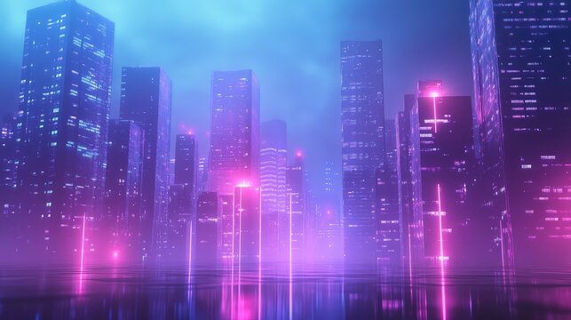 skyline pulsating city lights