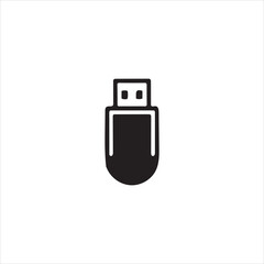 Black U S B flash drive icon on white background USB flash drive USB stick