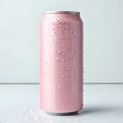 pink energy drink mockup with water drops on surface 