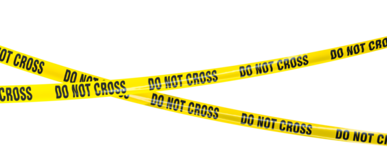 yellow do not cross tapes transparent background 3d