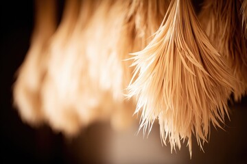 Close-up of dried light beige plant stalks hanging