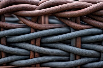 Close-up of woven, colored, plastic basket weave