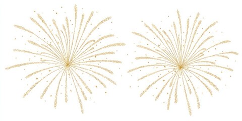 Obraz premium Two gold fireworks bursts against a white background