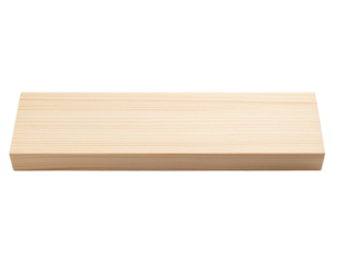 A rectangular, light-colored wooden plank with visible grain texture and smooth edges.