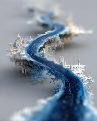 A vibrant, flowing river of data transforming into a solid, stable structure, future foundations Corporate and Business AI Future Tech and Innovation Digital Lifestyle and Connectivity