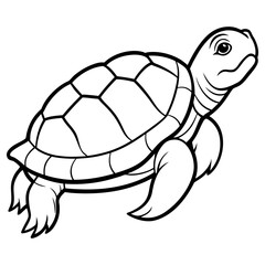 A simple line drawing of a happy turtle walking