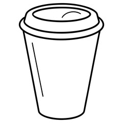 A simple line drawing of a takeaway coffee cup with a lid