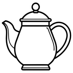 A black and white outline illustration of a teapot