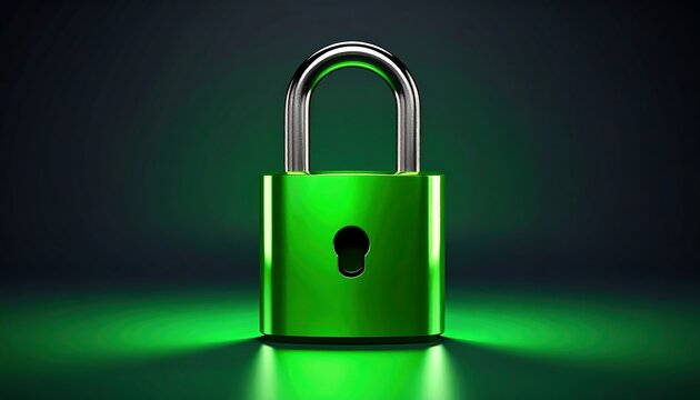 A vibrant green padlock,symbolizing security and protection in a modern digital world