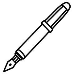 A detailed outline drawing of a fountain pen