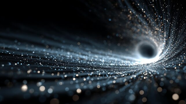 A digital tunnel formed by flowing data, with bright light at the end signifying clear insights. Data Science and Analytics Business Intelligence and Strategy