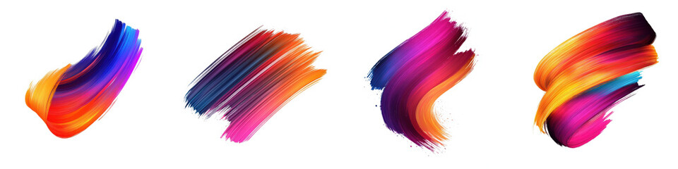 colorful brush strokes vector on white background.
